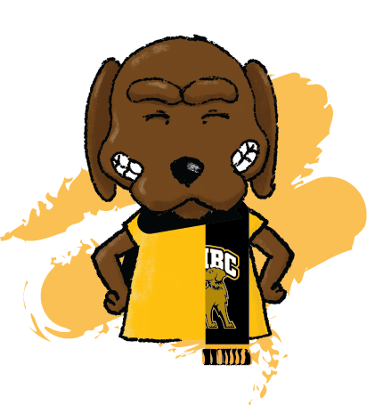 True Grit Mascot wearing scarf traditionally around neck
